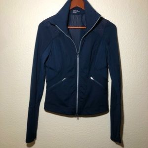Zella small navy blue zip up gym workout running mesh jacket